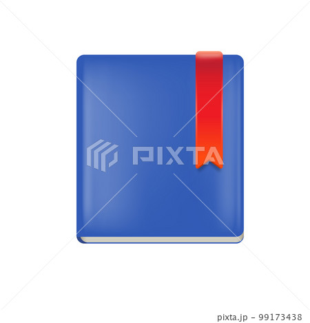 Vector blue book with red bookmark isolated on white background. Blue book sign and icon 99173438