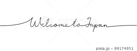 Welcome to Japan - word with continuous one line. Minimalist drawing of phrase illustration. Japan country - continuous one line illustration. 99174951