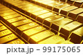 Row of gold bars as layer as layer arrangement. 99175065