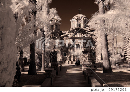 Greek Orthodox Chapel Infrared Sepia Toned Greek Orthodox Chapel Infrared Sepia Toned 99175291