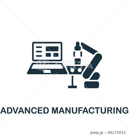 Advanced manufacturing icon. Monochrome simple sign from digitalization collection. Advanced manufacturing icon for logo, templates, web design and infographics. Advanced manufacturing icon. Monochrome simple sign from digitalization collection. Advanced manufacturing icon for logo, templates, web design and infographics. 99175653