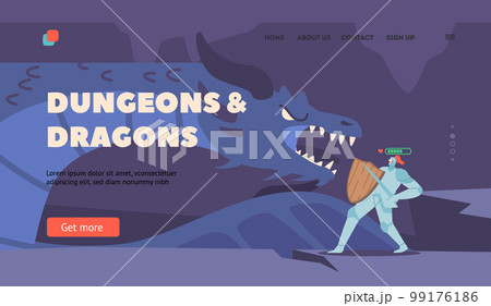 Dungeons And Dragons Landing Page Template. Person Wear Knight Costume Virtual Reality Headset Playing Mmorpg 99176186