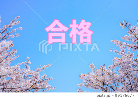合格の文字と桜フレーム 99176677
