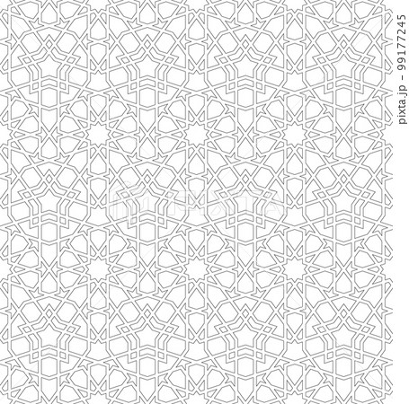Seamless geometric ornament based on traditional islamic art. Black and white. 99177245