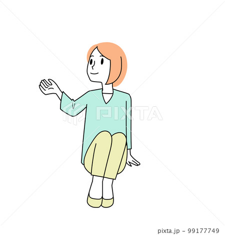 手をかざす女性 99177749
