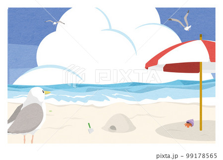 夏の浜辺イラスト ポストカード 夏の浜辺イラスト ポストカード 99178565