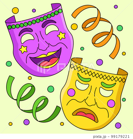Mardi Gras Tragedy and Comedy Masks Colored Mardi Gras Tragedy and Comedy Masks Colored 99179221