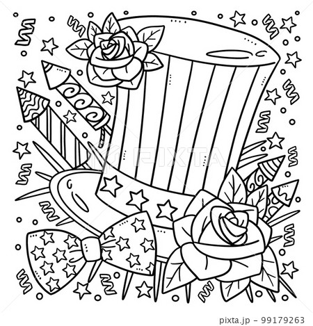 black top hat coloring page