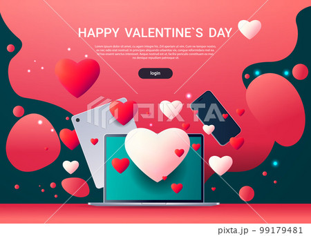 love red hearts on digital gadgets happy valentine day holiday celebration concept horizontal 99179481