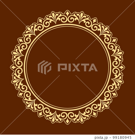 Decorative frame Elegant vector element for design in Eastern style, place for text. Floral golden and brown border. Lace illustration for invitations and greeting cards Decorative frame Elegant vector element for design in Eastern style, place for text. Floral golden and brown border. Lace illustration for invitations and greeting cards 99180945