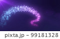 Abstract flying magical glowing line of energy purple particles in the rays of a brilliant sun on a dark background. Abstract background 99181328