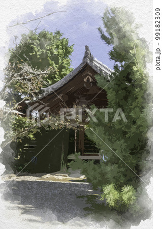 水彩画風 法輪寺 鐘楼 奈良県生駒郡斑鳩町 水彩画風 法輪寺 鐘楼 奈良県生駒郡斑鳩町 99182309
