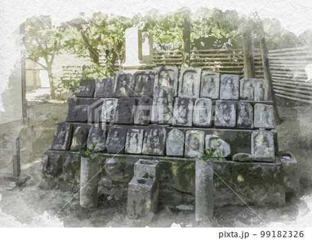 水彩画風 法輪寺 石仏 奈良県生駒郡斑鳩町 水彩画風 法輪寺 石仏 奈良県生駒郡斑鳩町 99182326