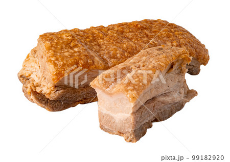 Crispy Fried Pork Belly isolated on white background with clipping path. Crispy Fried Pork Belly isolated on white background with clipping path. 99182920