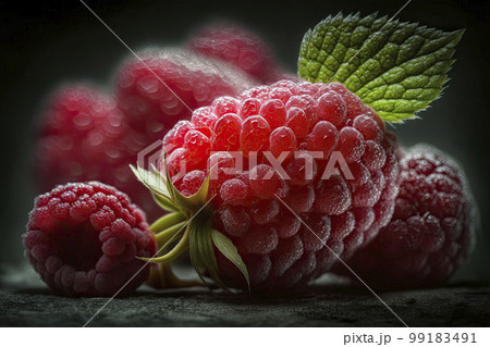Fresh raspberry close-up. Generative AI. Fresh raspberry close-up. Generative AI. 99183491