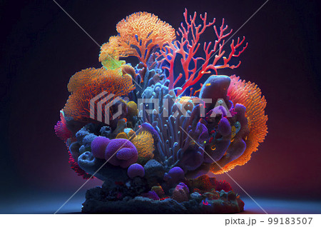 Fantasy corals, neon colors. Generative ai. 99183507