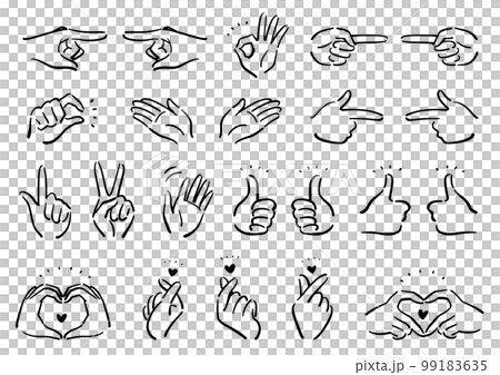 Hand sign finger heart icon set 99183635