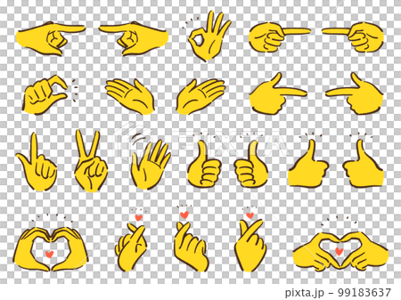 Hand sign finger heart icon set (color version) 99183637