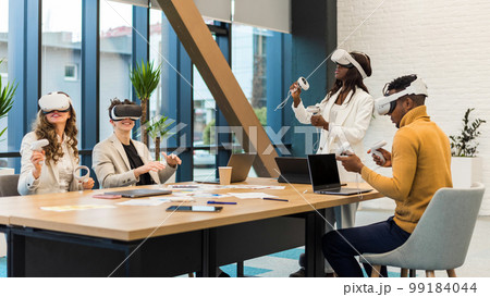 Business conference in VR in an office Business conference in VR in an office 99184044