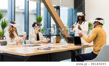 Business conference in VR in an office Business conference in VR in an office 99184045