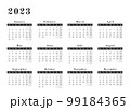 Horizontal Calendar for year 2023 in neutral black and white design 99184365