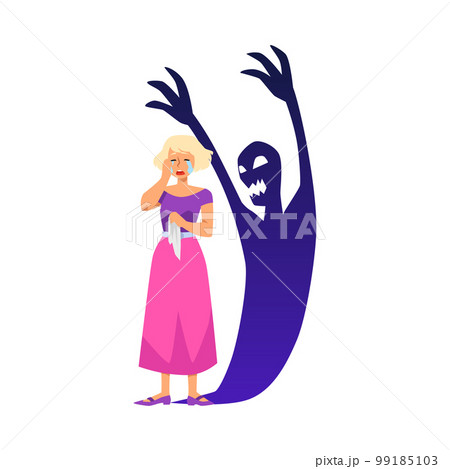 Persecution mania and mental health problems, flat vector illustration isolated. 99185103