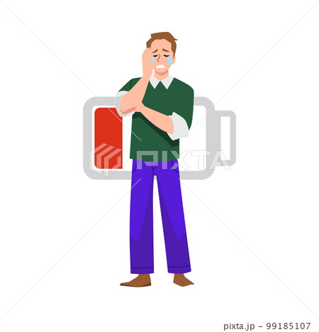 Office man crying from fatigue flat style, vector illustration 99185107