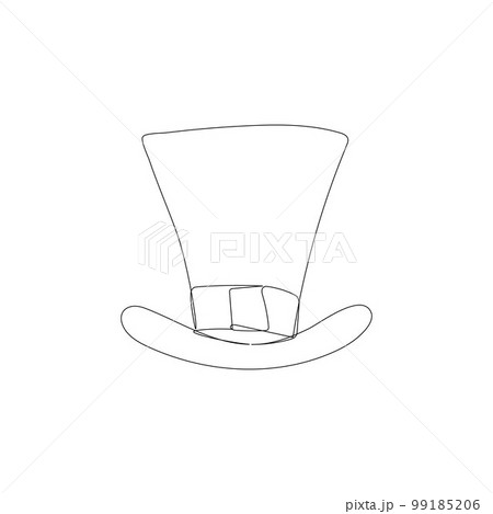 One line drawing. Continuous line art. Leprechaun hat. Hand drawn minimalistic design for simple logo, icon or emblem for St. Patrick Day. Editable stroke, vector. One line drawing. Continuous line art. Leprechaun hat. Hand drawn minimalistic design for simple logo, icon or emblem for St. Patrick Day. Editable stroke, vector. 99185206