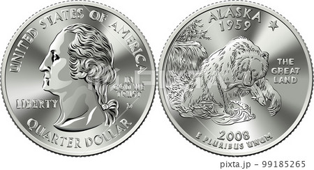 American money quarter 25 cent coin Alaska 99185265