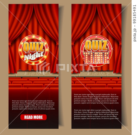 Quiz game vector vertical banner template set Quiz game vector vertical banner template set 99185491