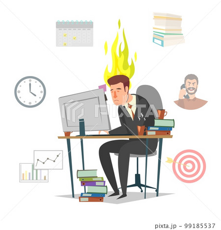 Emotional burnout concept vector flat isolated illustration 99185537