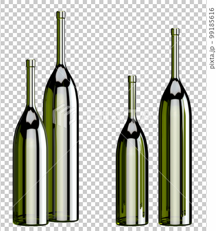 Home decor and accents. Glass bottles set. Home decorative accessories. Isolated interior object over white. 3d rendering Home decor and accents. Glass bottles set. Home decorative accessories. Isolated interior object over white. 3d rendering 99185616