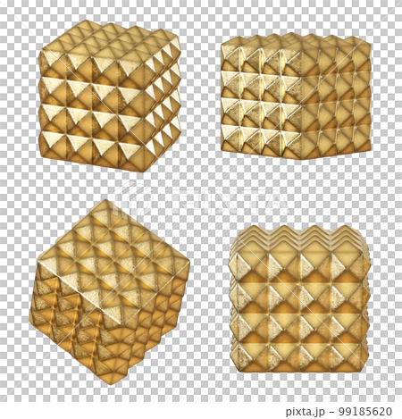 Metal faceted copper cubes. Home decorative accessories. 3d rendering 99185620