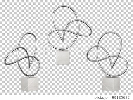 Abstract metal sculpture. Home decor and accents. Home decorative accessories. Isolated interior objects set. 3d rendering 99185622