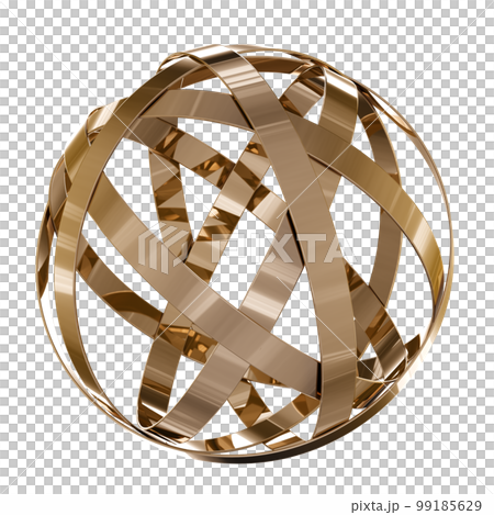 Brass metal stripes sphere or ball. Abstract logo or icon design. Home decor and accents. Home decorative accessories. Isolated interior object. 3d rendering 99185629
