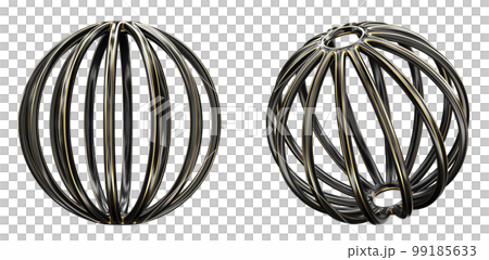 Black golden steel metal sphere or balls set. Abstract logo or icon design. Abstract home decor and accents. Home decorative accessories. Isolated interior object. 3d rendering Black golden steel metal sphere or balls set. Abstract logo or icon design. Abstract home decor and accents. Home decorative accessories. Isolated interior object. 3d rendering 99185633