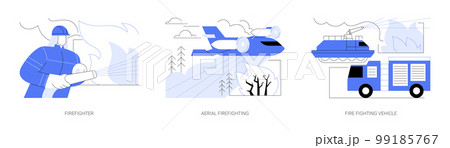 Fighting the wildfire abstract concept vector illustrations. 99185767