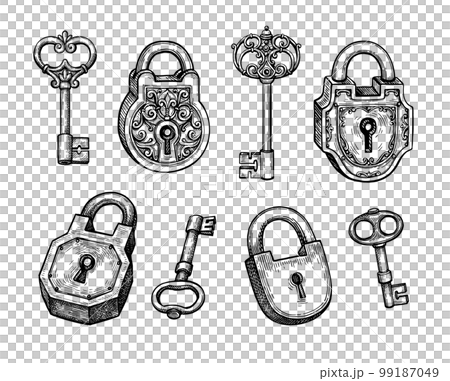 Vintage padlocks and keys collection. 99187049