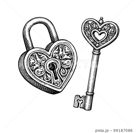 Hand Drawn Vintage Key And Lock Vector Set Stock Illustration  Download  Image Now  Key Oldfashioned Lock  iStock