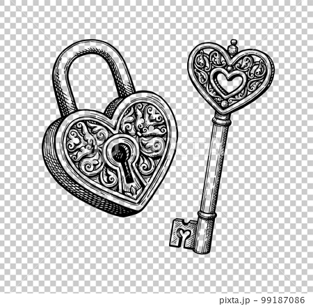 Old padlock and key. - Stock Illustration [99414734] - PIXTA
