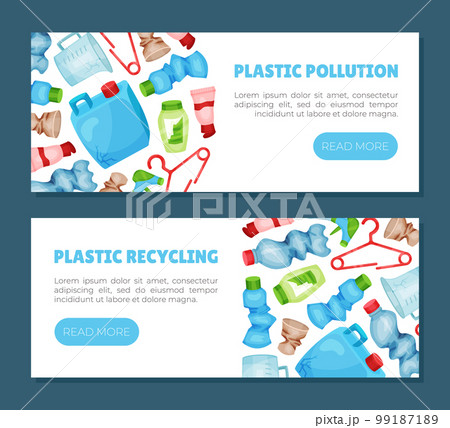 Plastic Garbage and Trash Banner Design with Bottle and Objects Vector Template Plastic Garbage and Trash Banner Design with Bottle and Objects Vector Template 99187189