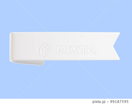 White ribbon banner 3d render illustration - simple text tag or label for sale and promotion message. 99187595