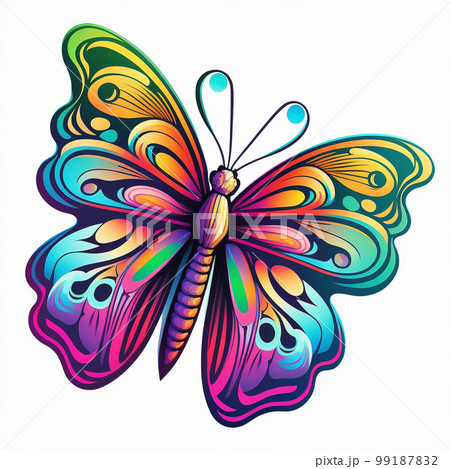 Colorful painting butterfly on white background 99187832