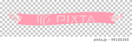 Pink ribbon-shaped banner decorated with cherry blossoms-background material for spring/celebration image-wide Pink ribbon-shaped banner decorated with cherry blossoms-background material for spring/celebration image-wide 99188168