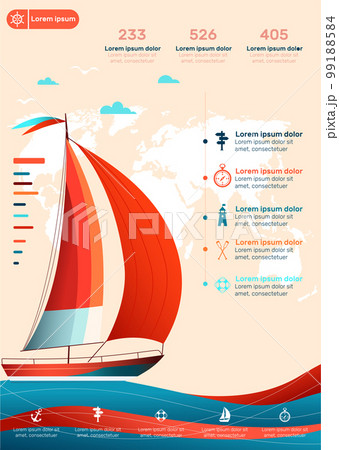 Yacht club UI UX web design with sail boat 99188584