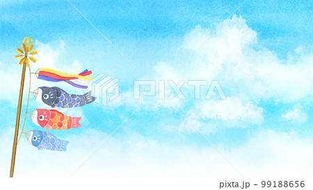 鯉のぼりと空の背景 水彩イラスト ベクター 鯉のぼりと空の背景 水彩イラスト ベクター 99188656