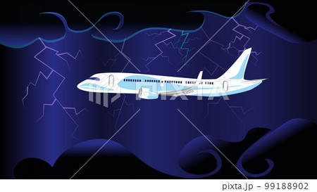 Airplane flying in the sky during a storm. Passenger plane. Cargo airplane. 99188902
