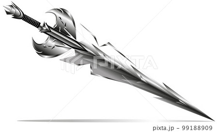 The mighty, sharp steel sword made from the cold steel of the meteorite is admirable. 99188909