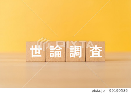 世論調査と書かれたブロック 99190586