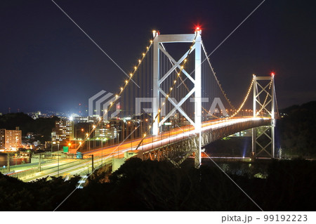 夜の関門橋（北九州市・下関市） 99192223
